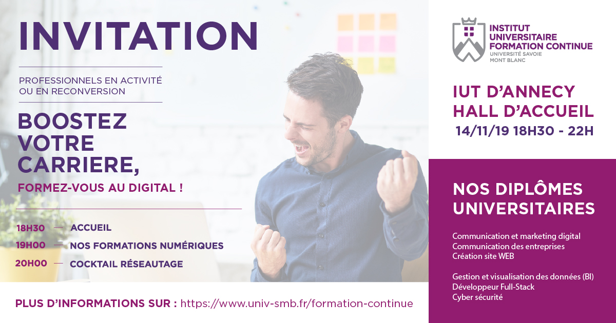 Invitation soirée d'information Formez-vous au Digital avec l'IUFP de l'USMB