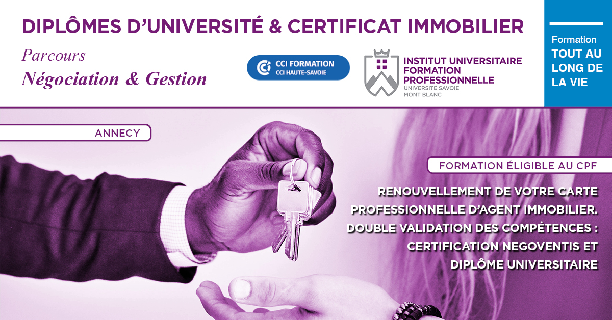 Formation Diplôme Universitaire Immobilier Et Certification Négoventis