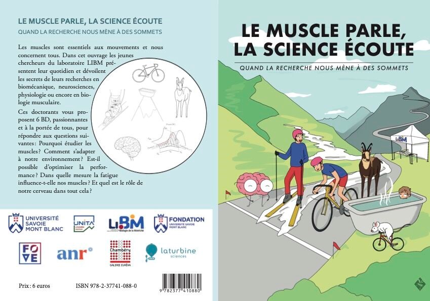 Première et quatrième de couverture de la BD "Le muscle parle, la science écoute". 