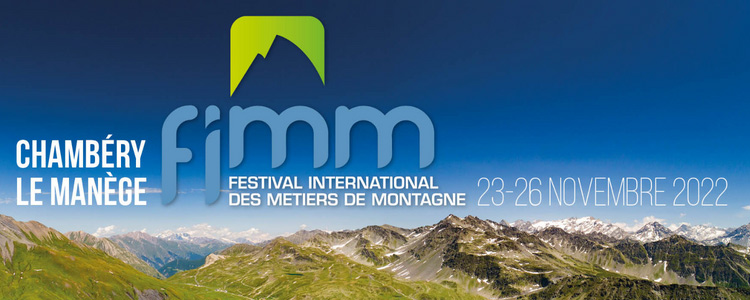 Visuel de l'affiche du FIMM 2022. On y voit des montagnes en premier plan, avec les dates du festival, qui se déroulera du 23 au 26 novembre 2022.