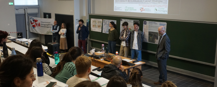 Discours de bienvenue, en présence de Geneviève Chiapuso, Vice-Présidente en charge de l’orientation et de l’insertion professionnelle, Université Savoie Mont Blanc, Pierre Ract, Vice-Président Métiers - Recrutement & Formation, Cluster Montagne et Camille Girault, Directeur du Département Géographie & Aménagement, 26 février 2026. © E. Chiotti.